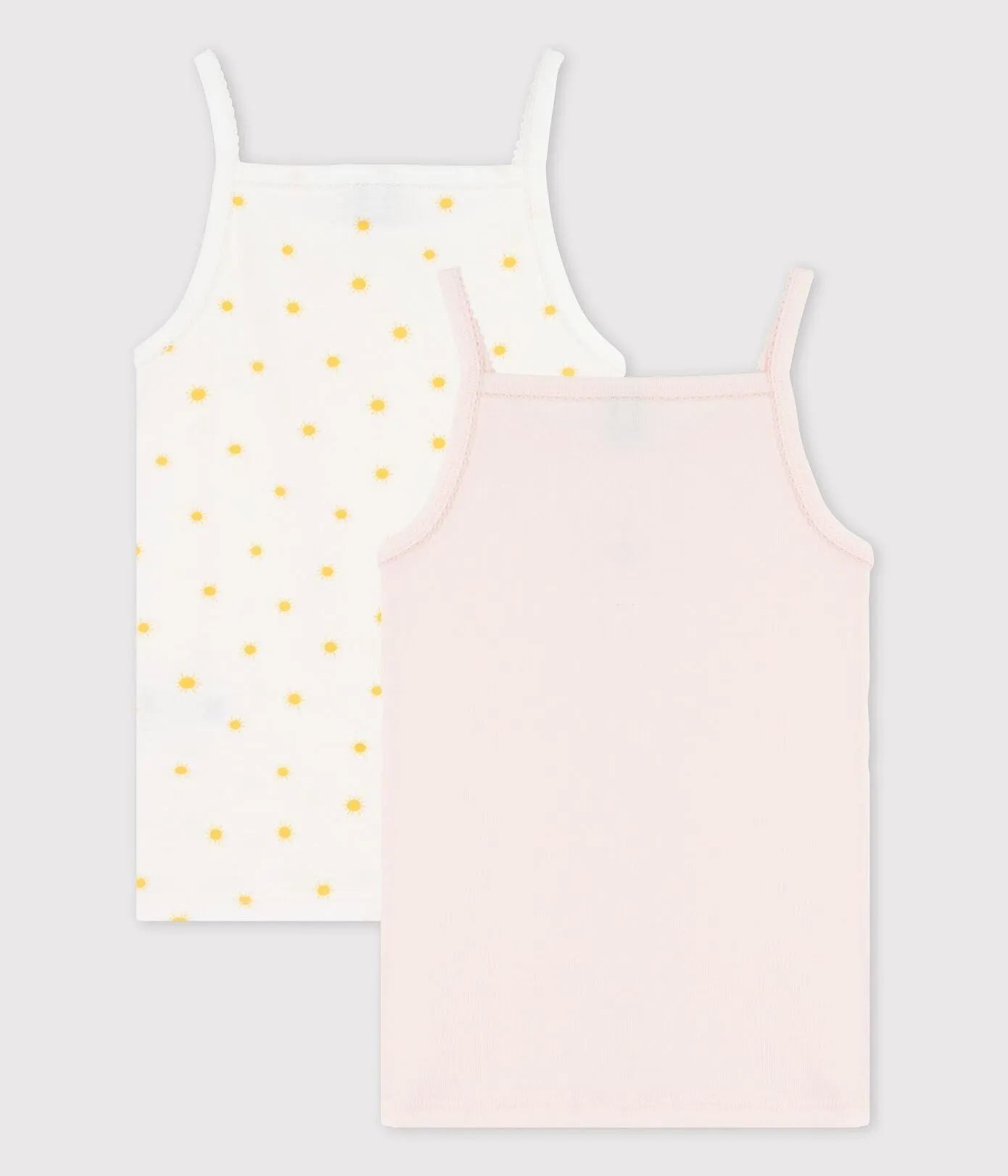 GIRLS' SUN PRINT ORGANIC COTTON VEST TOPS - 2-PACK