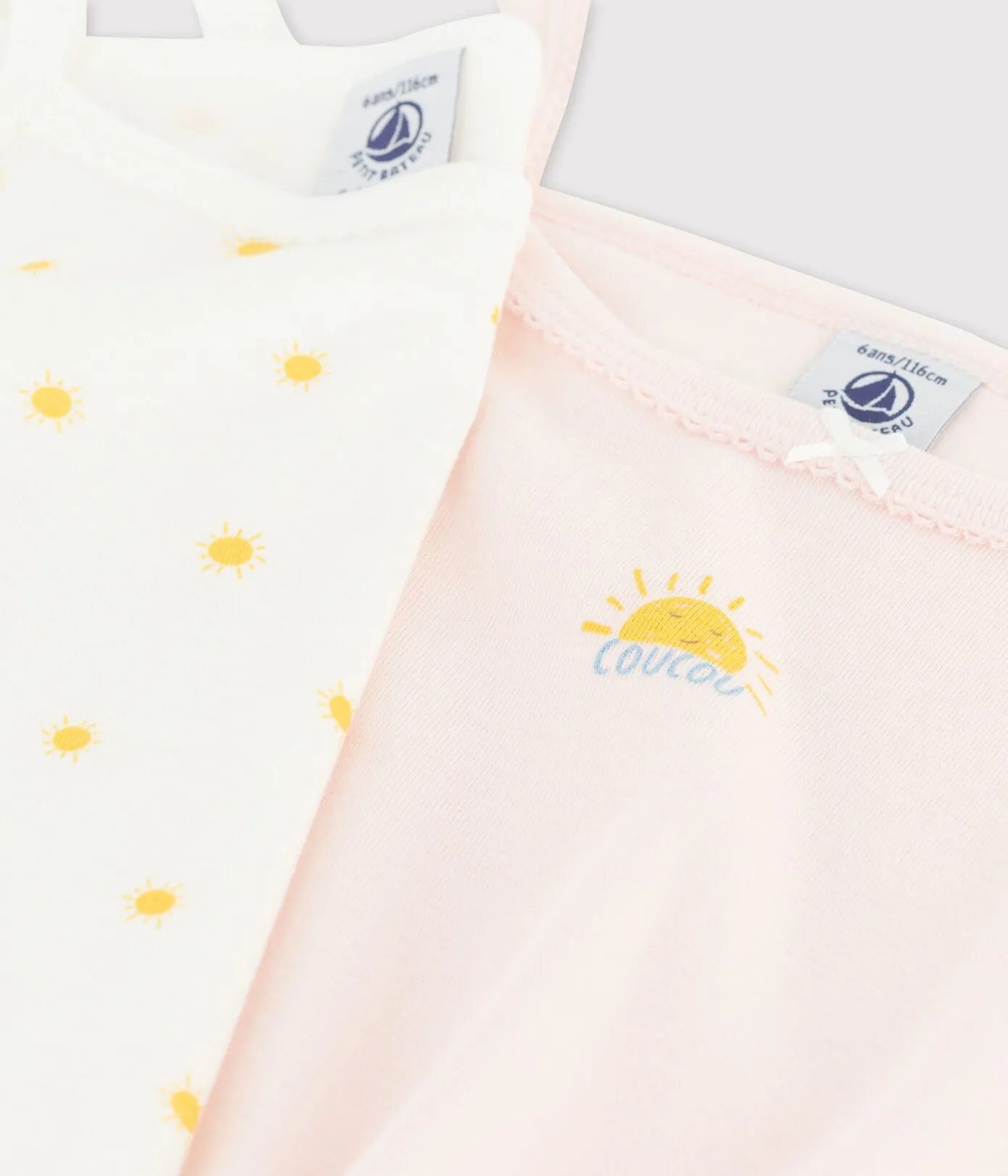 GIRLS' SUN PRINT ORGANIC COTTON VEST TOPS - 2-PACK