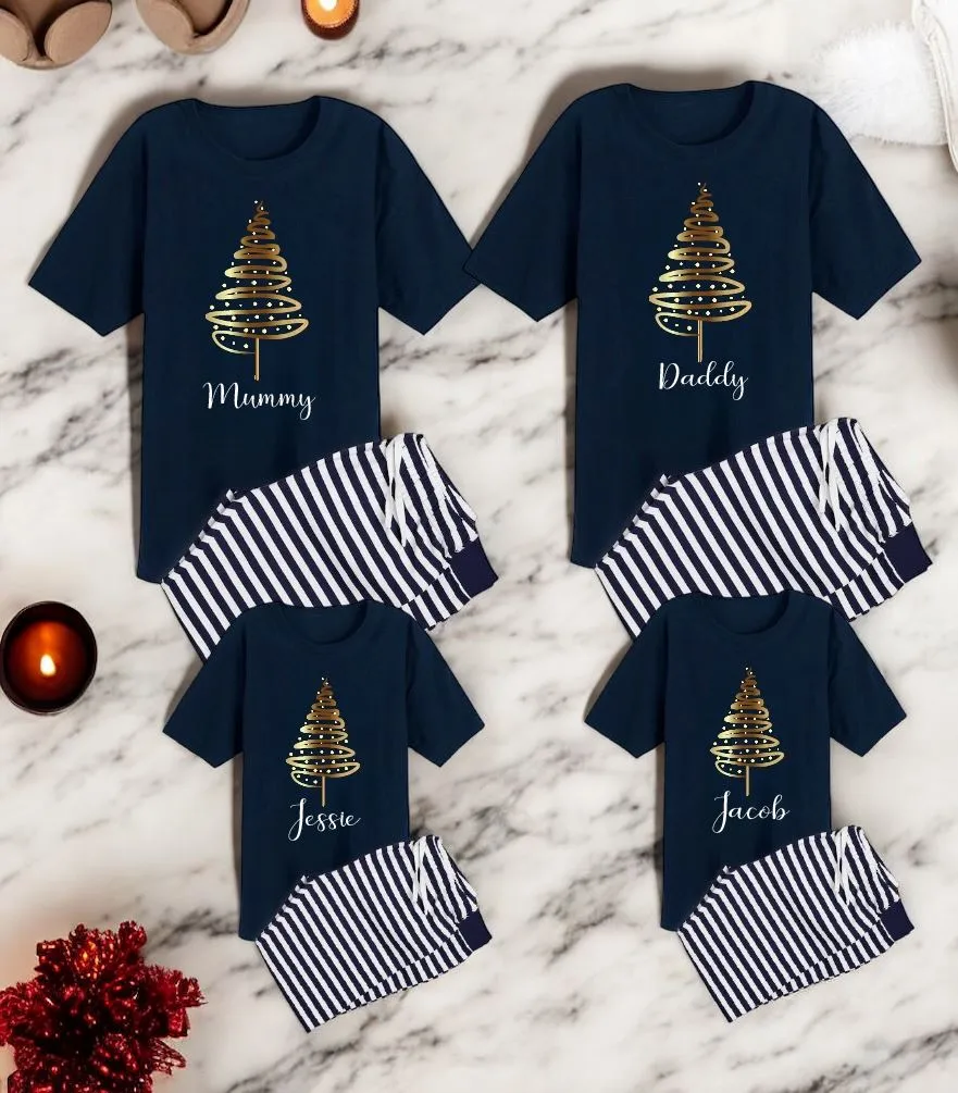 Gold Tree Personalised Christmas Pyjamas