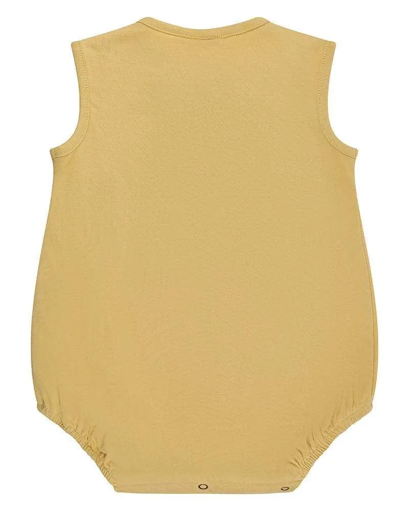 GOTS certified yellow mouse organic cotton bubble romper by Turtledove London (up to 24 months)