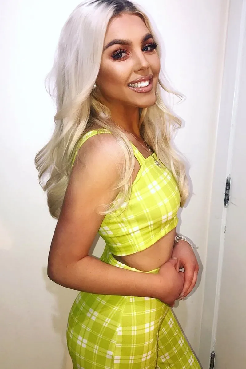 Green Checked Crop Top and Trousers Co-ord Set - Kimmy