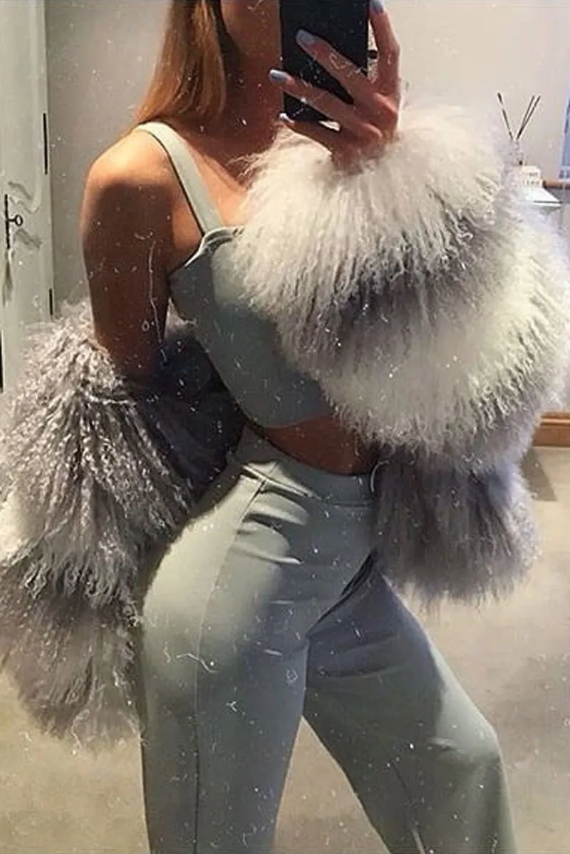 Grey Crop Top and Trousers Co-ord Set - Kimmy