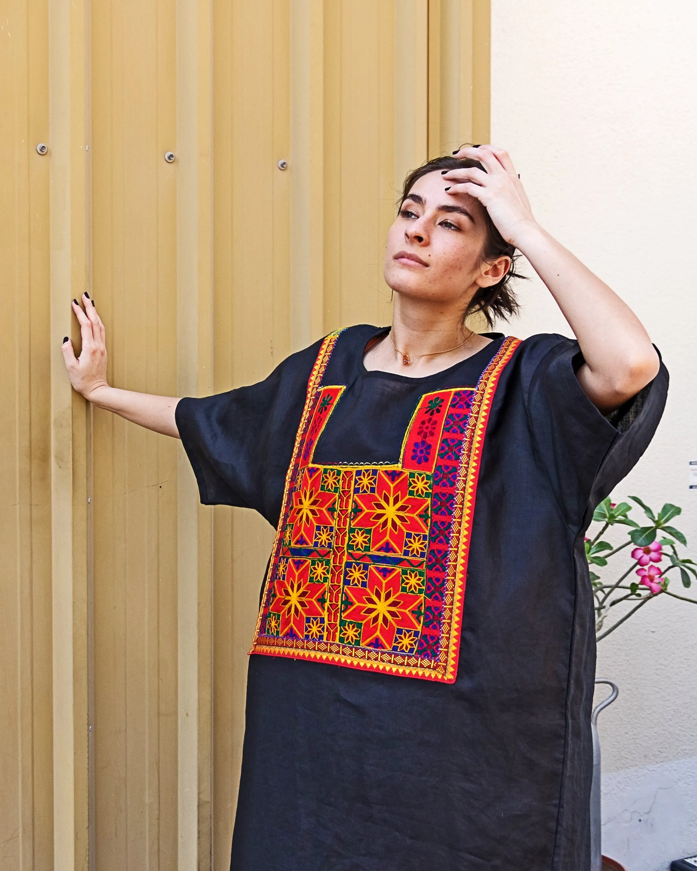 Gulabo | Embroidered Linen Shift Dress