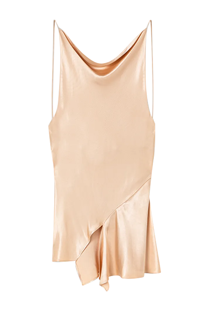 Halter Open Back Silk Peach Top