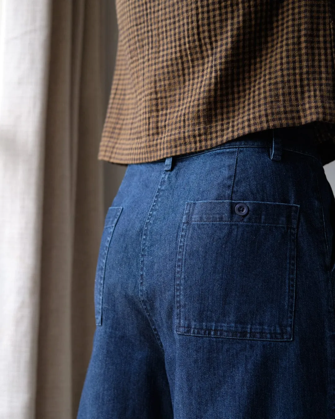 Harper Cotton Wide Leg Trousers | Blue