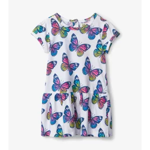 Hatley Spring Sky Butterfly Gathered Dress - White