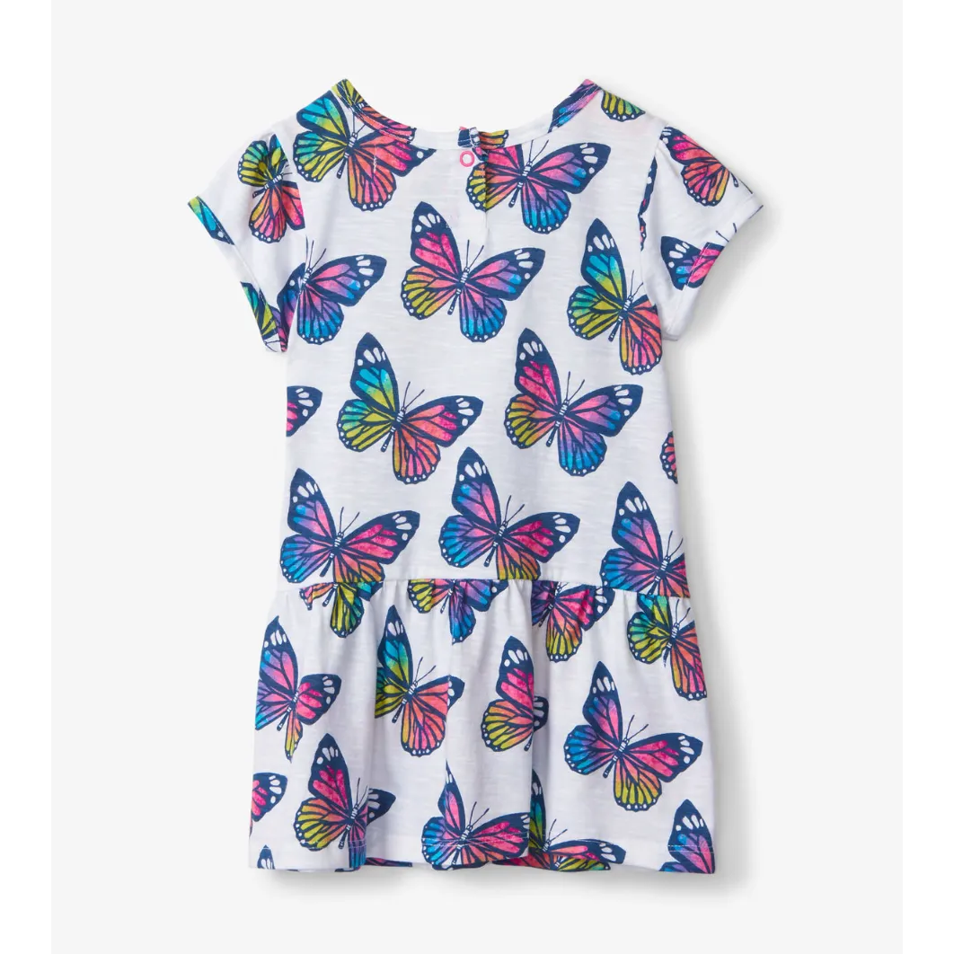 Hatley Spring Sky Butterfly Gathered Dress - White