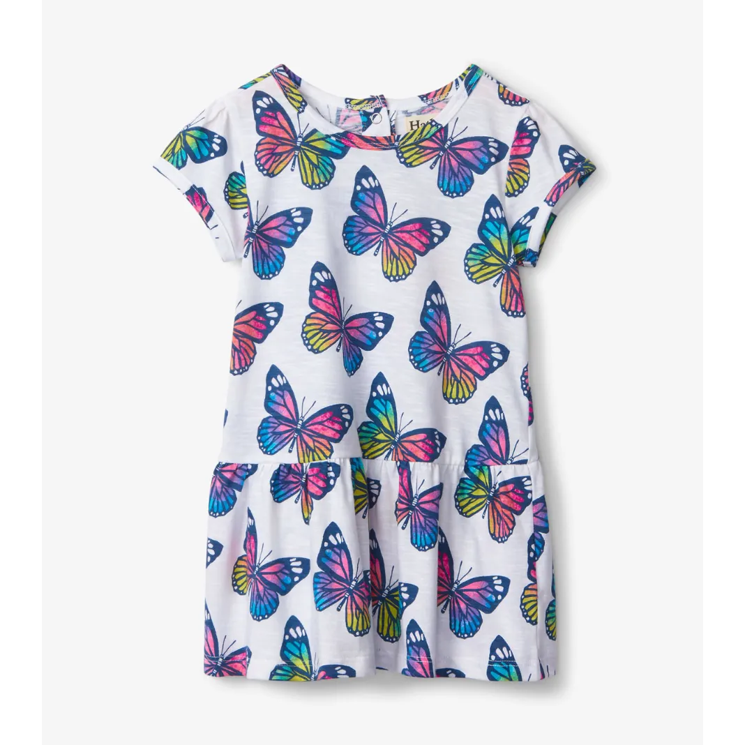 Hatley Spring Sky Butterfly Gathered Dress - White