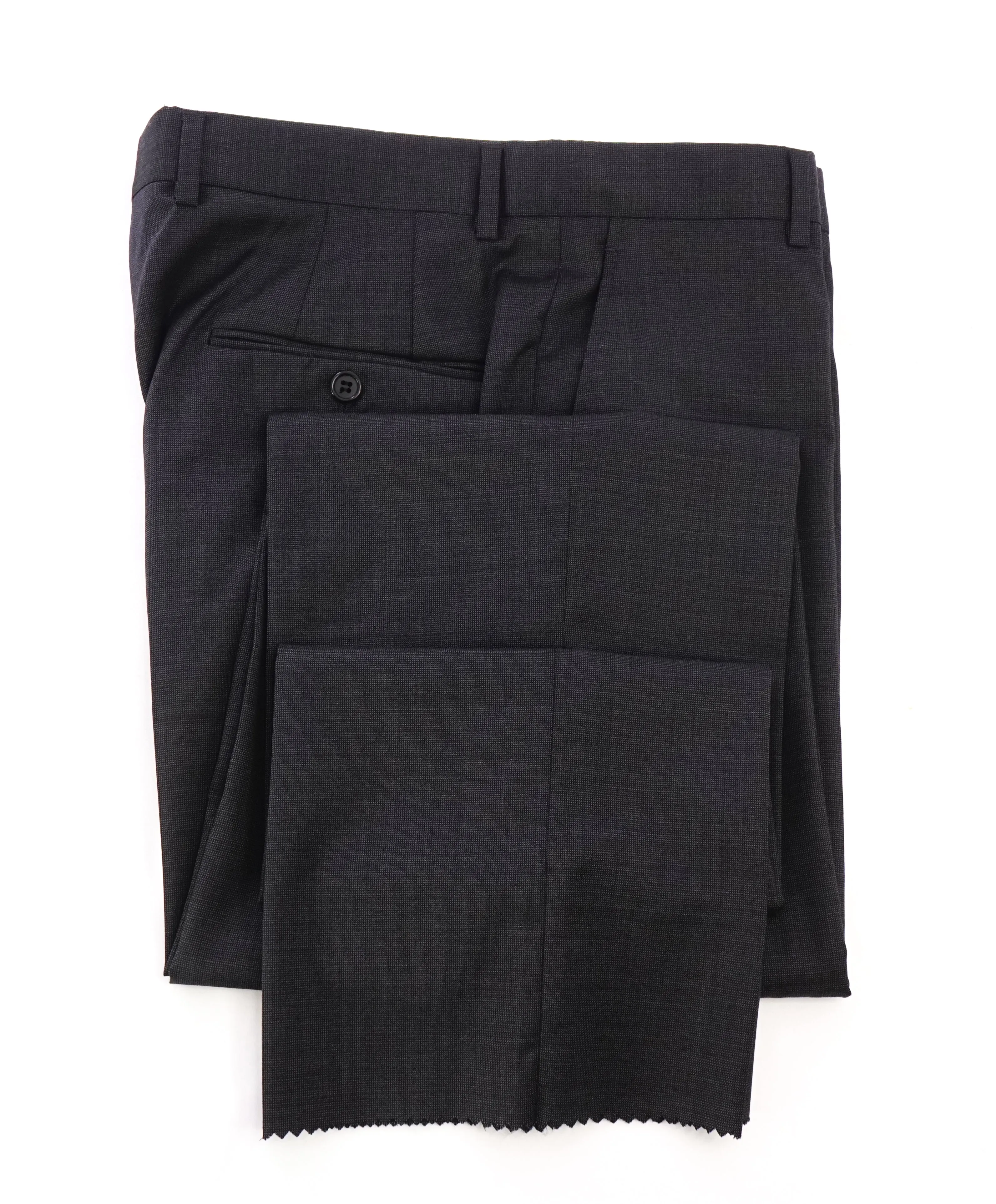 HICKEY FREEMAN - Gray Birdseye Wool Flat Front Dress Pants - 35W