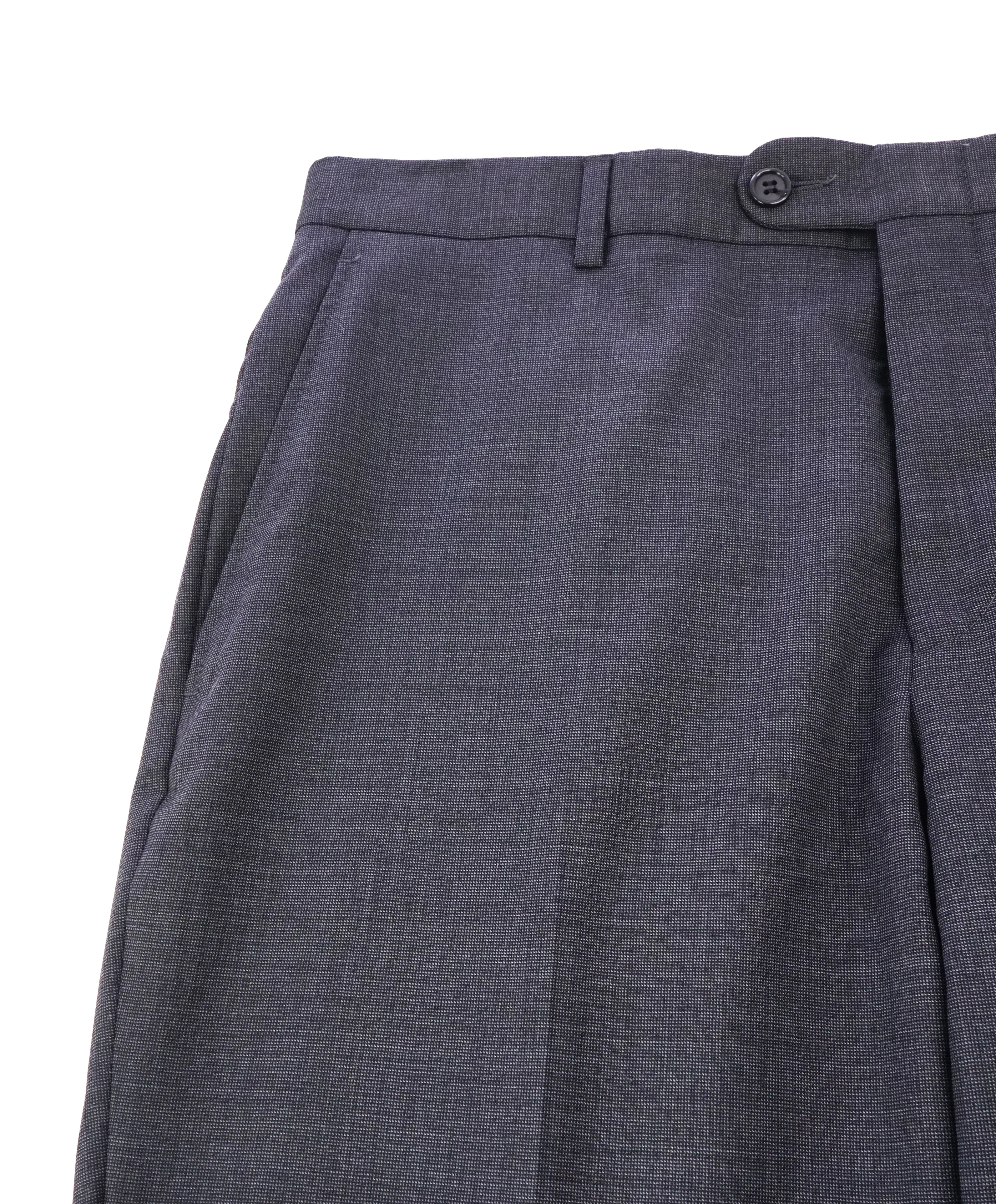 HICKEY FREEMAN - Gray Birdseye Wool Flat Front Dress Pants - 35W