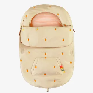 Housse de coquille d’auto crème à broderies, naissance || Cream baby car seat cover with embroidery, newborn