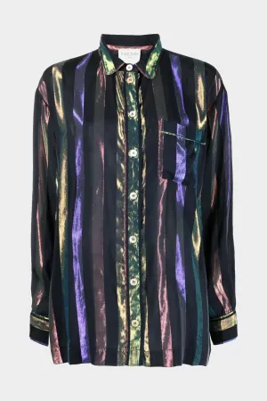 Iridescent Habotai Pyjama Shirt in Notte