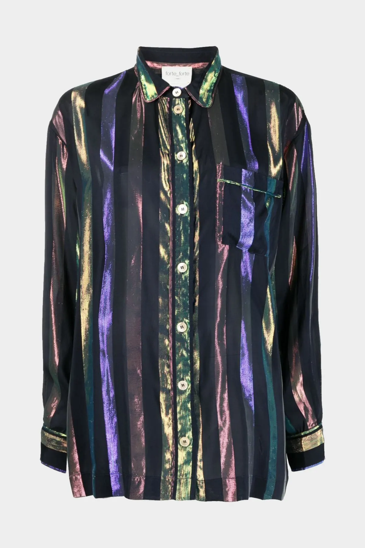 Iridescent Habotai Pyjama Shirt in Notte