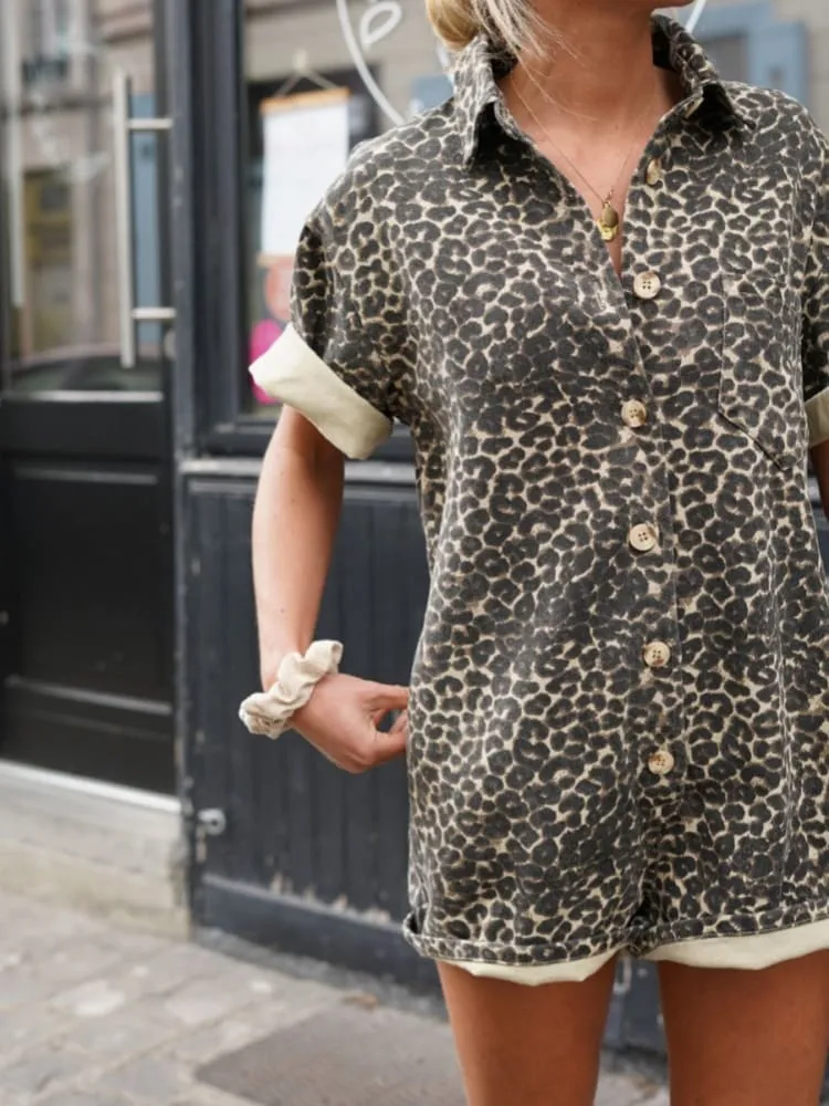 Jessica - Mini Cheetah Print Romper