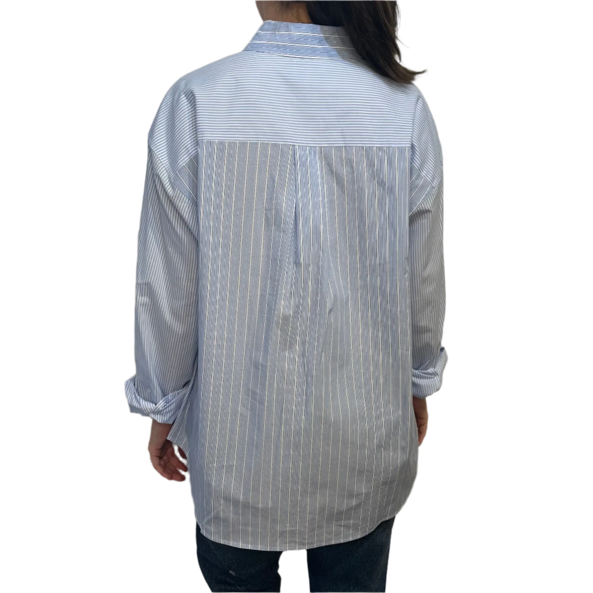 JJ - Boyfriend Button Down Shirt | Blue/White Stripe