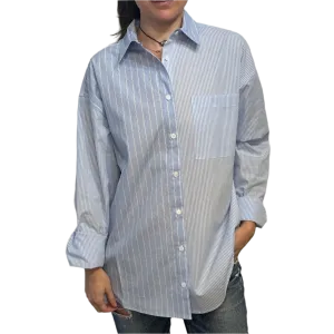 JJ - Boyfriend Button Down Shirt | Blue/White Stripe