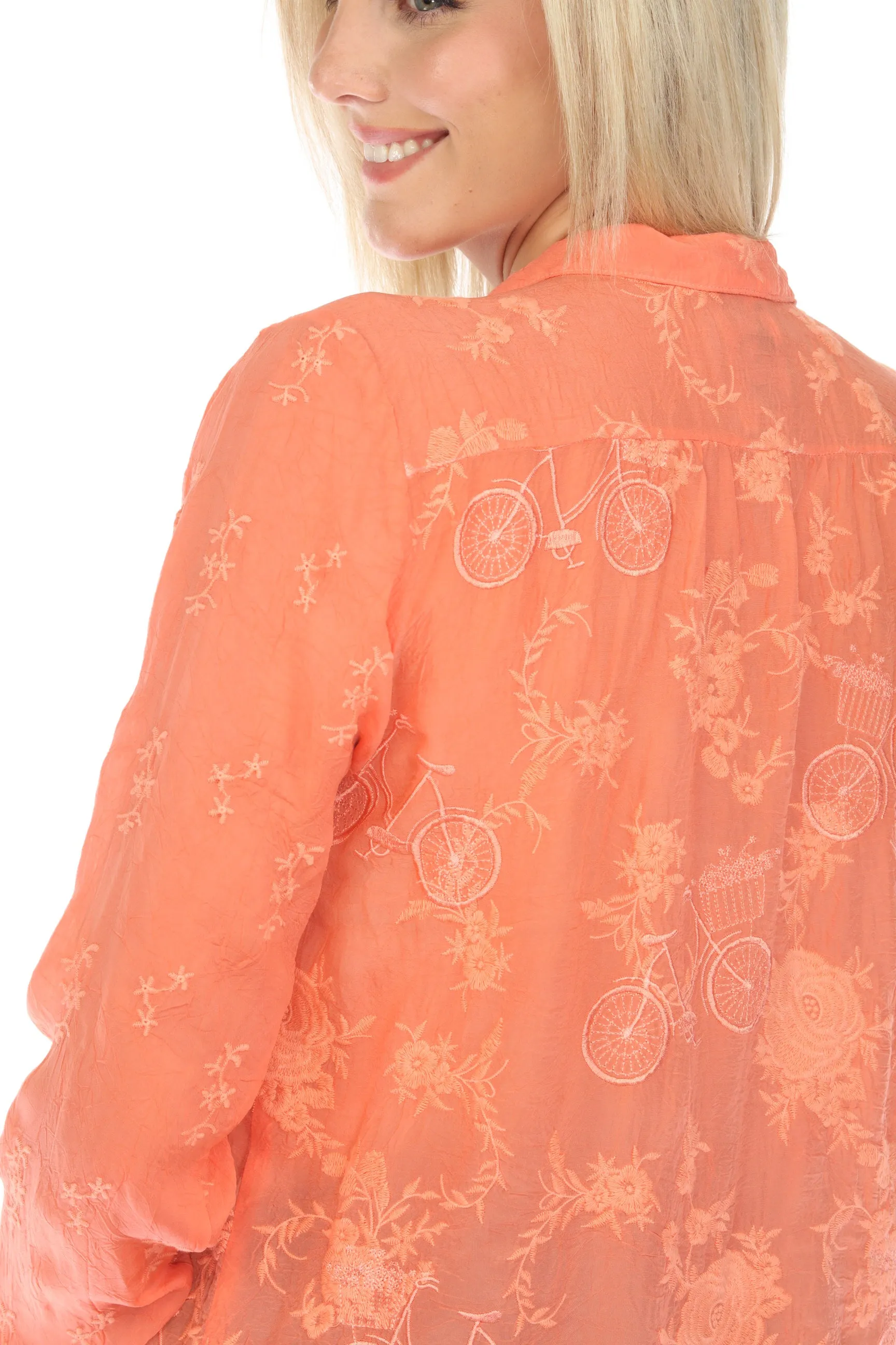 Johnny Was Aimee Ryder Pleated Embroidered Blouse C12024 *