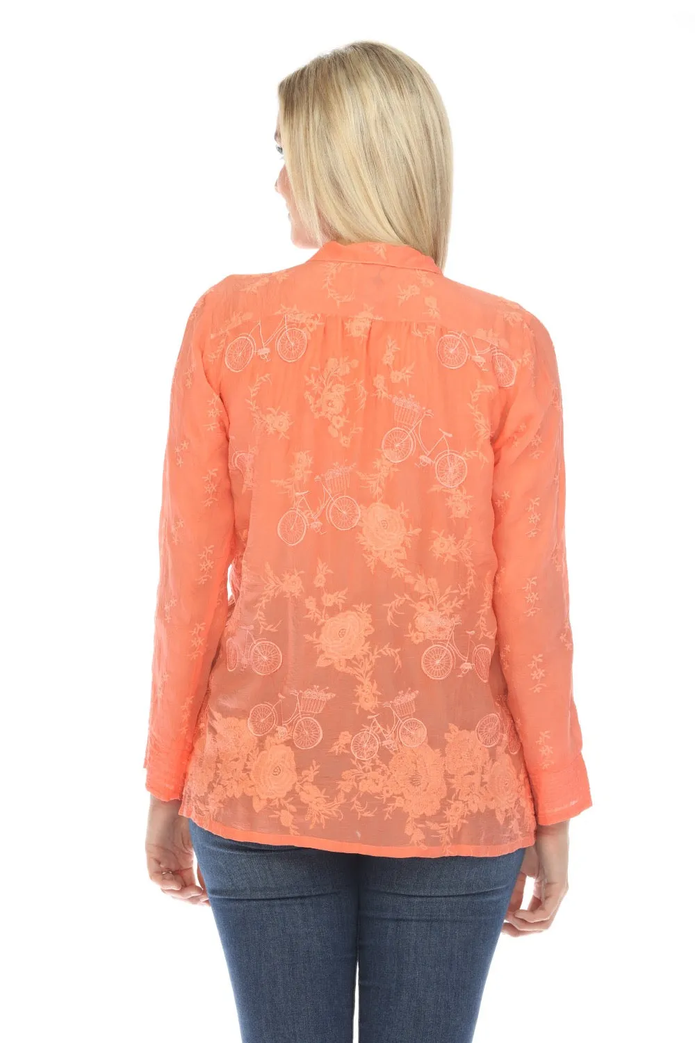 Johnny Was Aimee Ryder Pleated Embroidered Blouse C12024 *