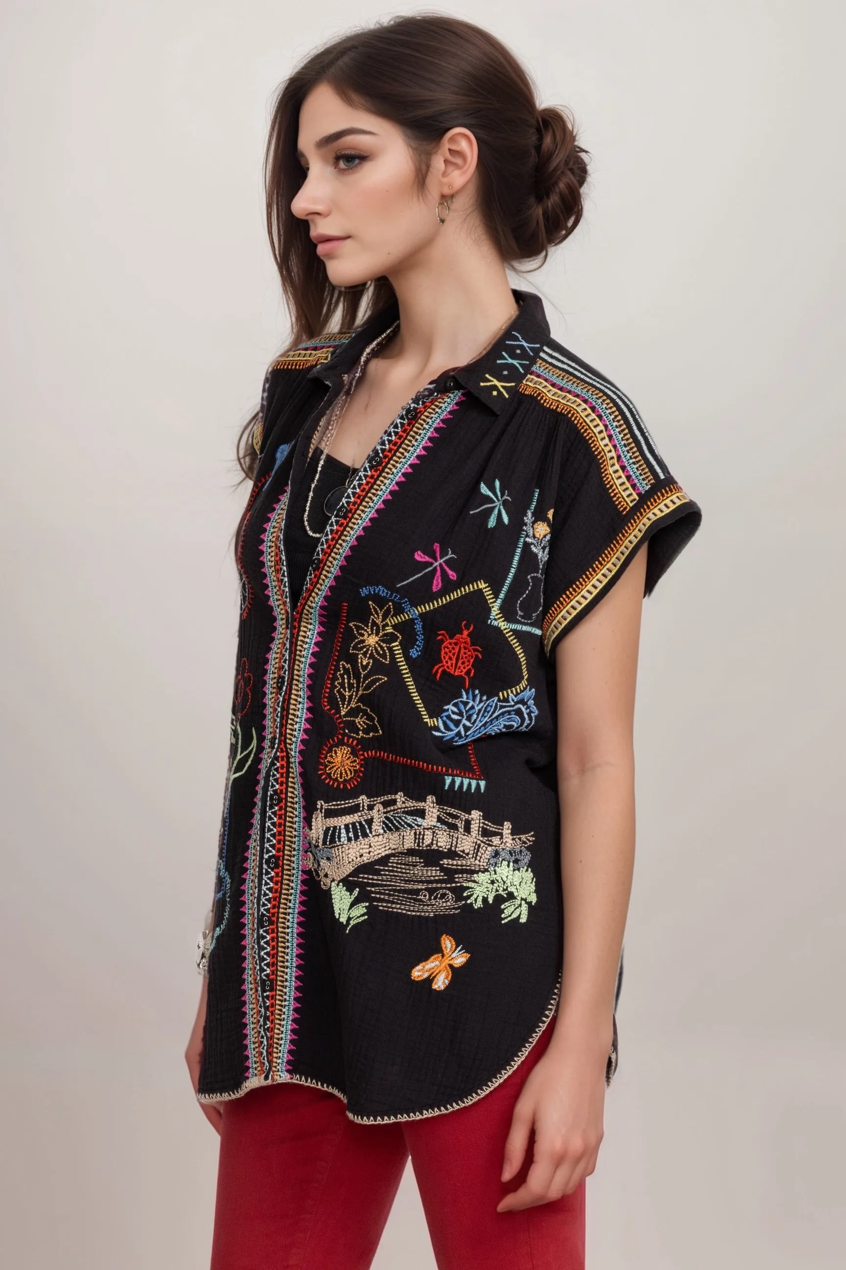 Johnny Was Biya Dionne Button-Down Blouse B14124A4 *