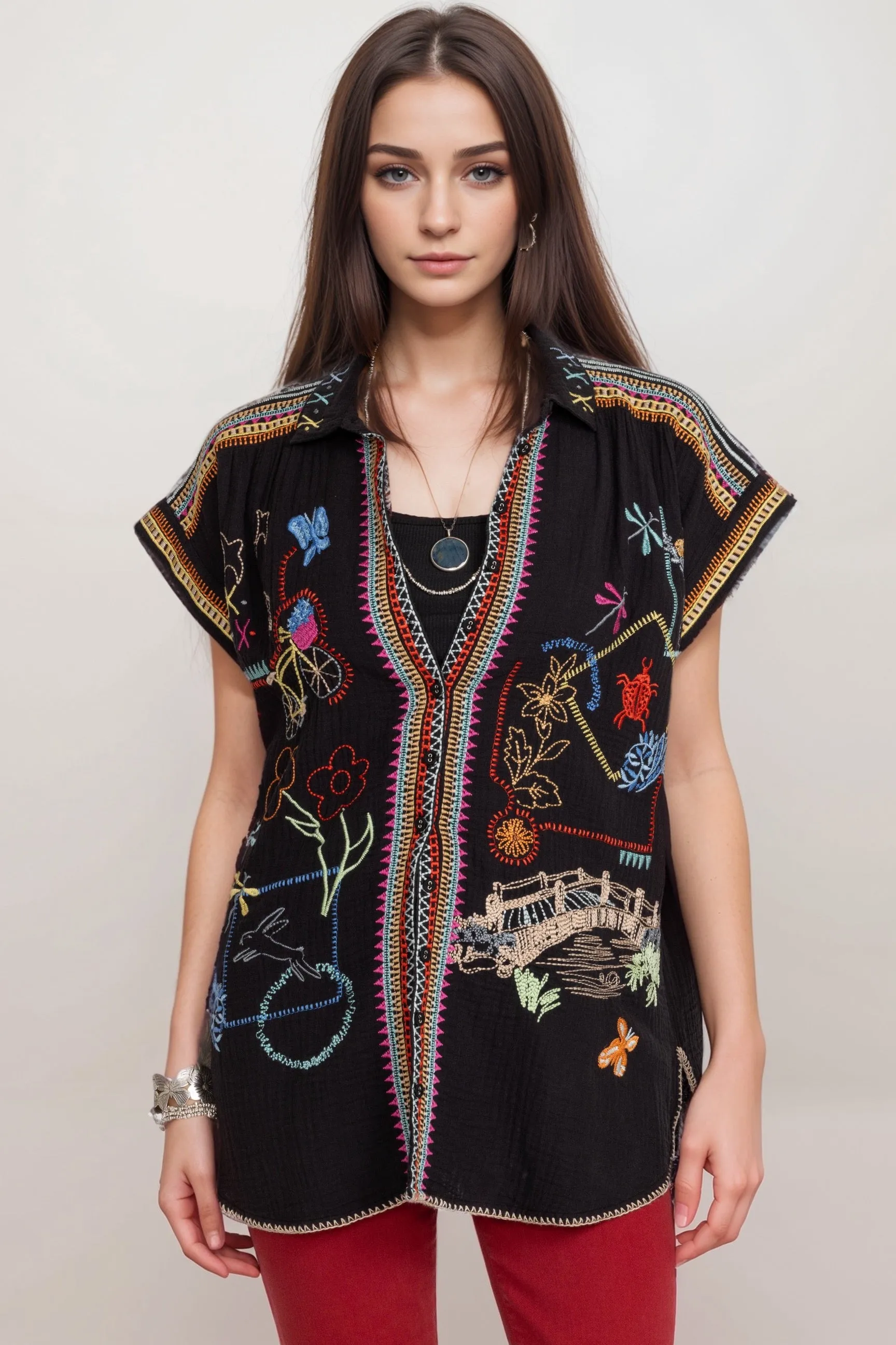 Johnny Was Biya Dionne Button-Down Blouse B14124A4 *