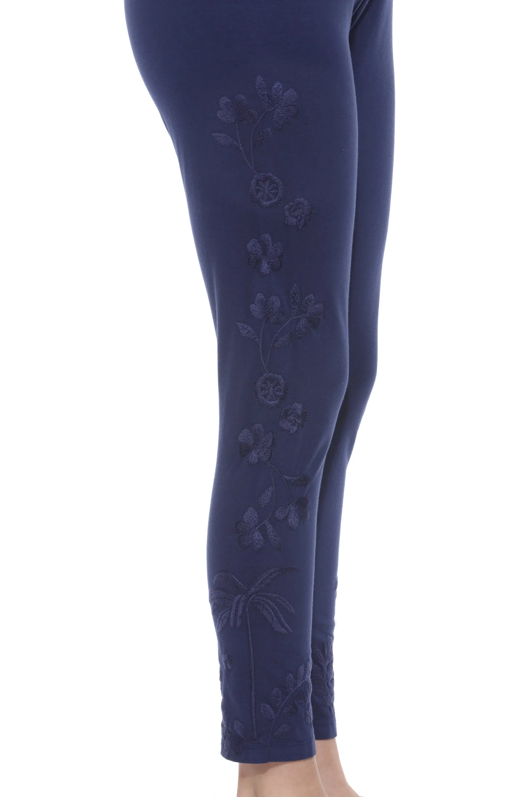 Johnny Was Biya Navy Tonal Embroidered Leggings Plus Size B14824
