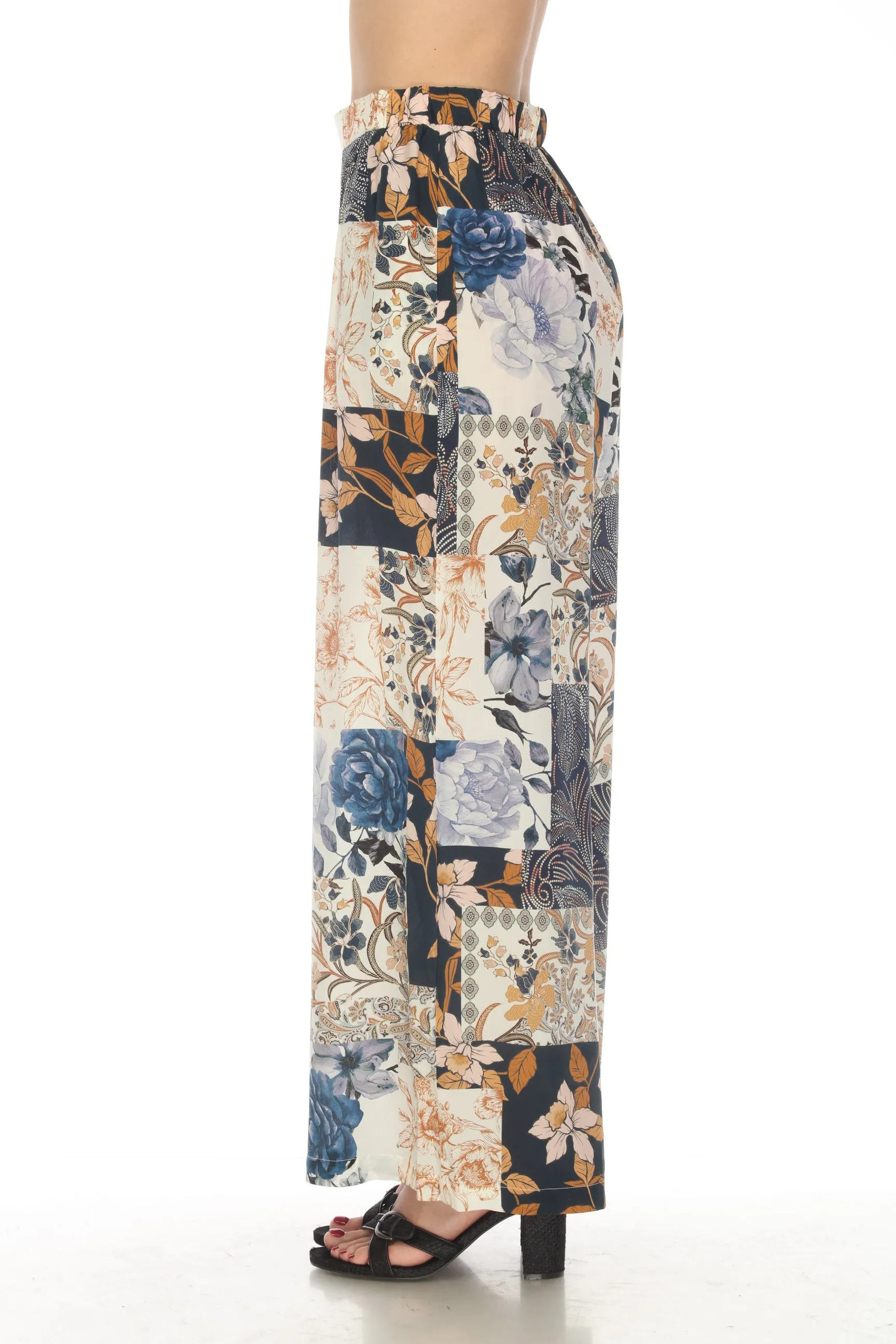 Johnny Was Love Polaris Silk Floral Easy Wide Leg Pants Boho Chic L67322