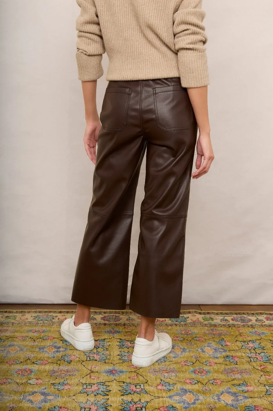 Jules Faux Leather Trousers - Mocha