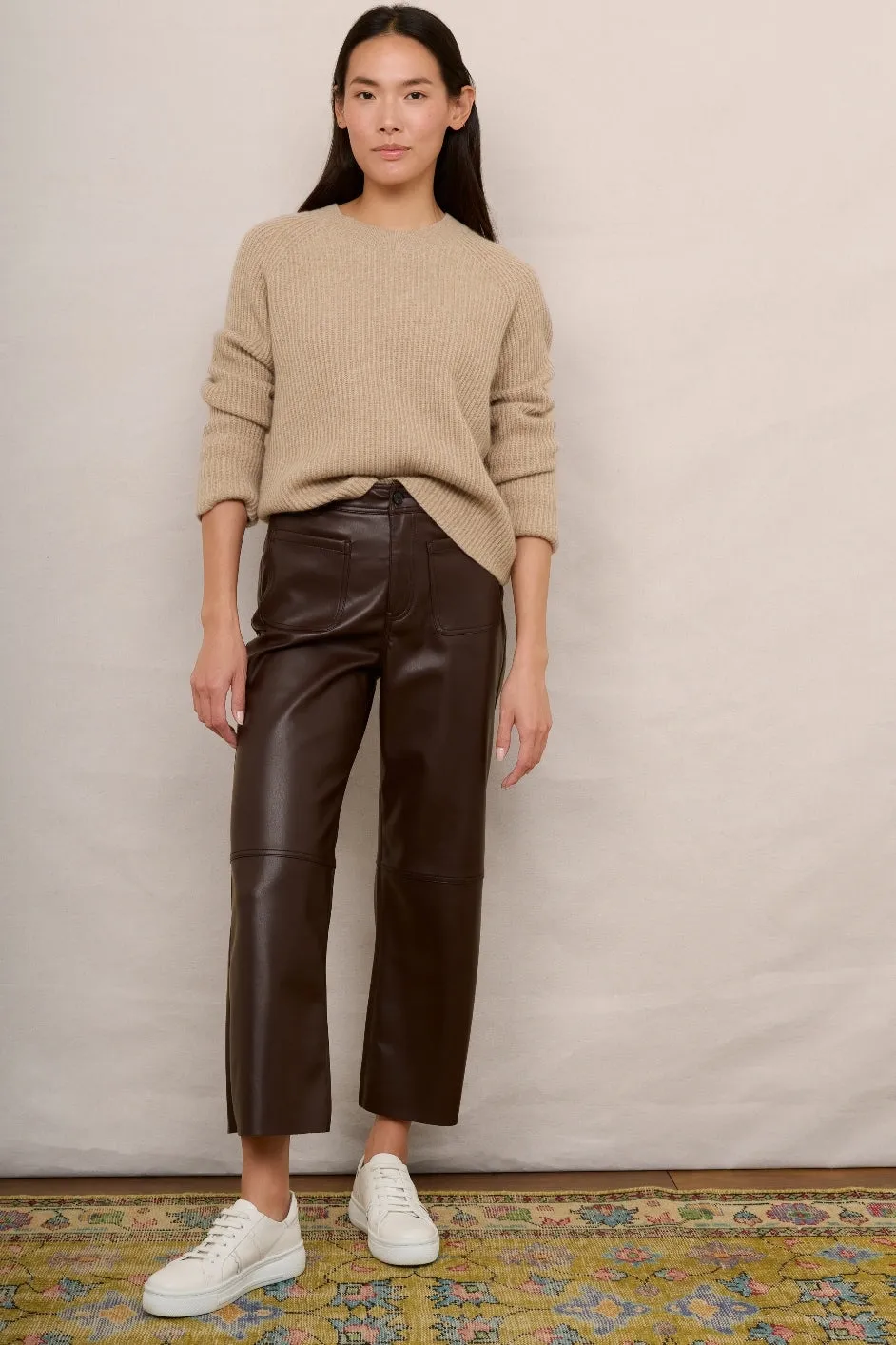 Jules Faux Leather Trousers - Mocha