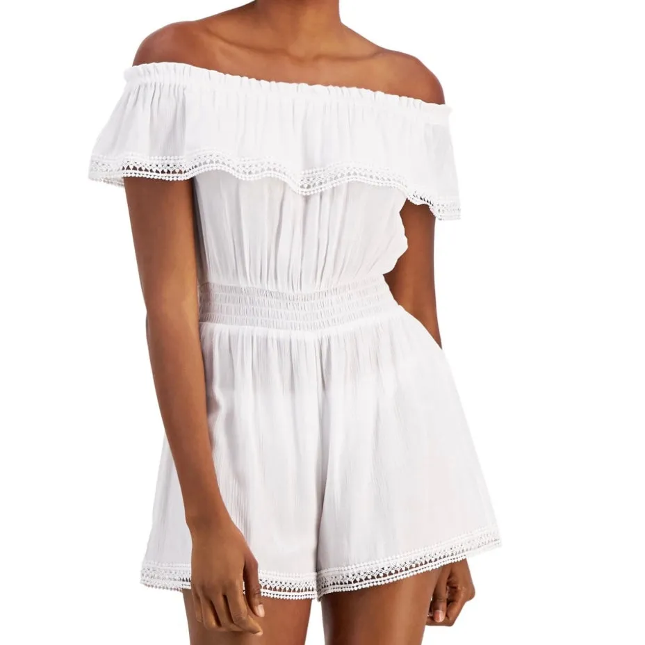 Junior's Off-The-Shoulder Cover Up Romper