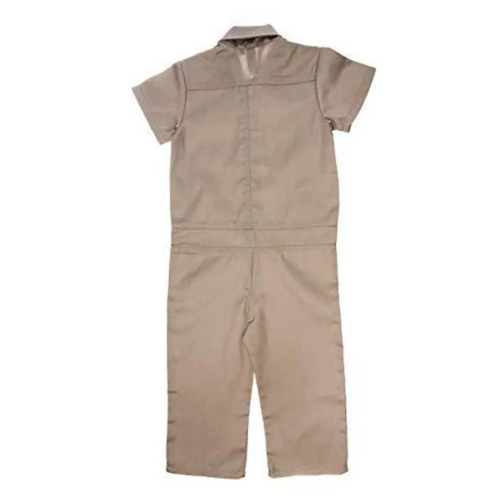 Knuckleheads Kids Khaki Coverall for Boys, Mechanic Halloween Khaki Jumpsuit Costume Baby Outfit