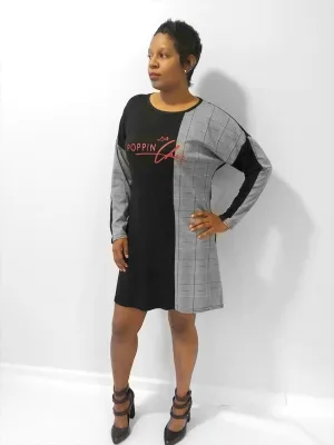 LA Block Plaid T-Shirt Dress