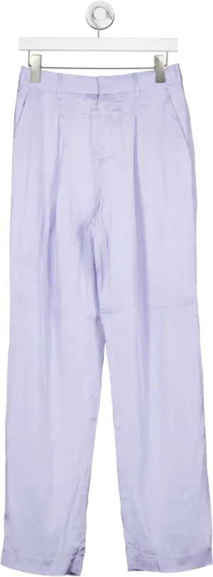 L'academie Purple Satin Wide Leg Trousers UK S