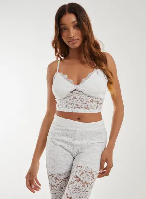 Lace Cupped Cropped Cami Top