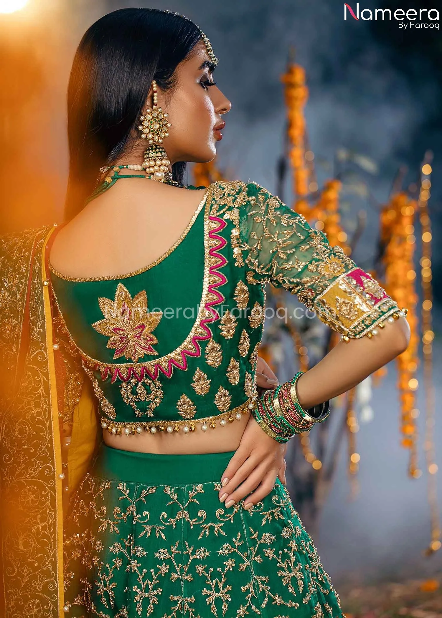 Latest Pakistani Mehndi Lehenga Choli Online 2021 #BB237
