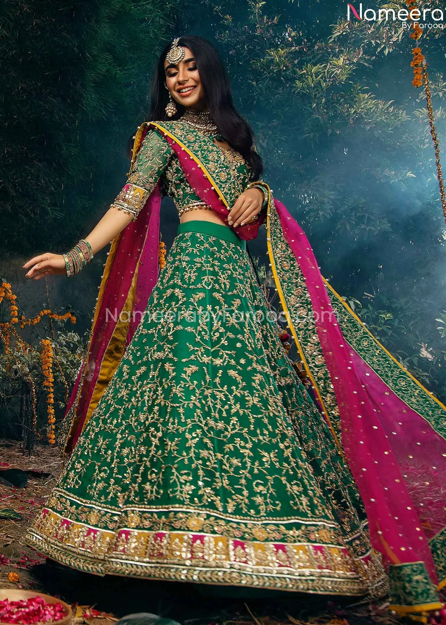Latest Pakistani Mehndi Lehenga Choli Online 2021 #BB237