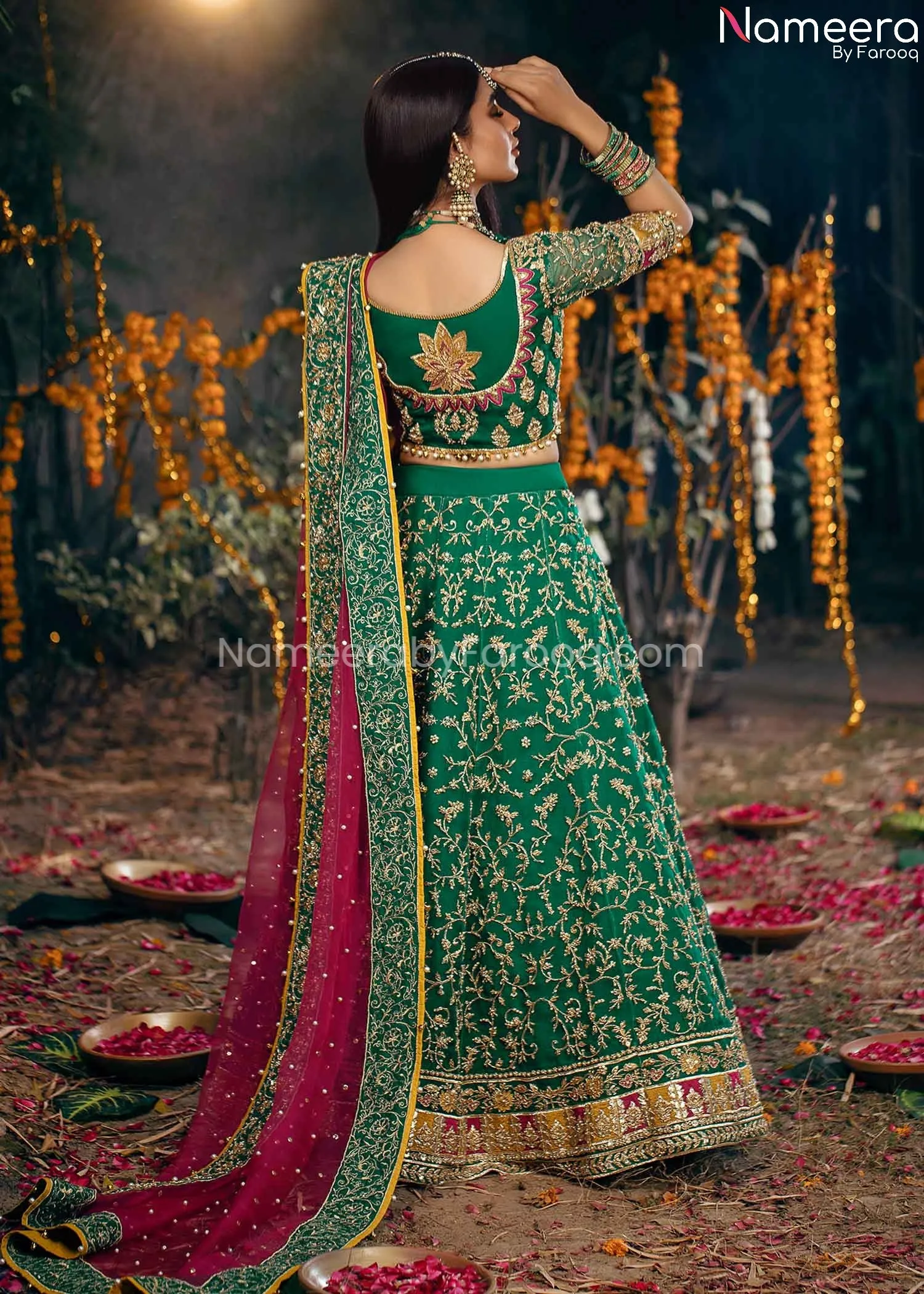 Latest Pakistani Mehndi Lehenga Choli Online 2021 #BB237