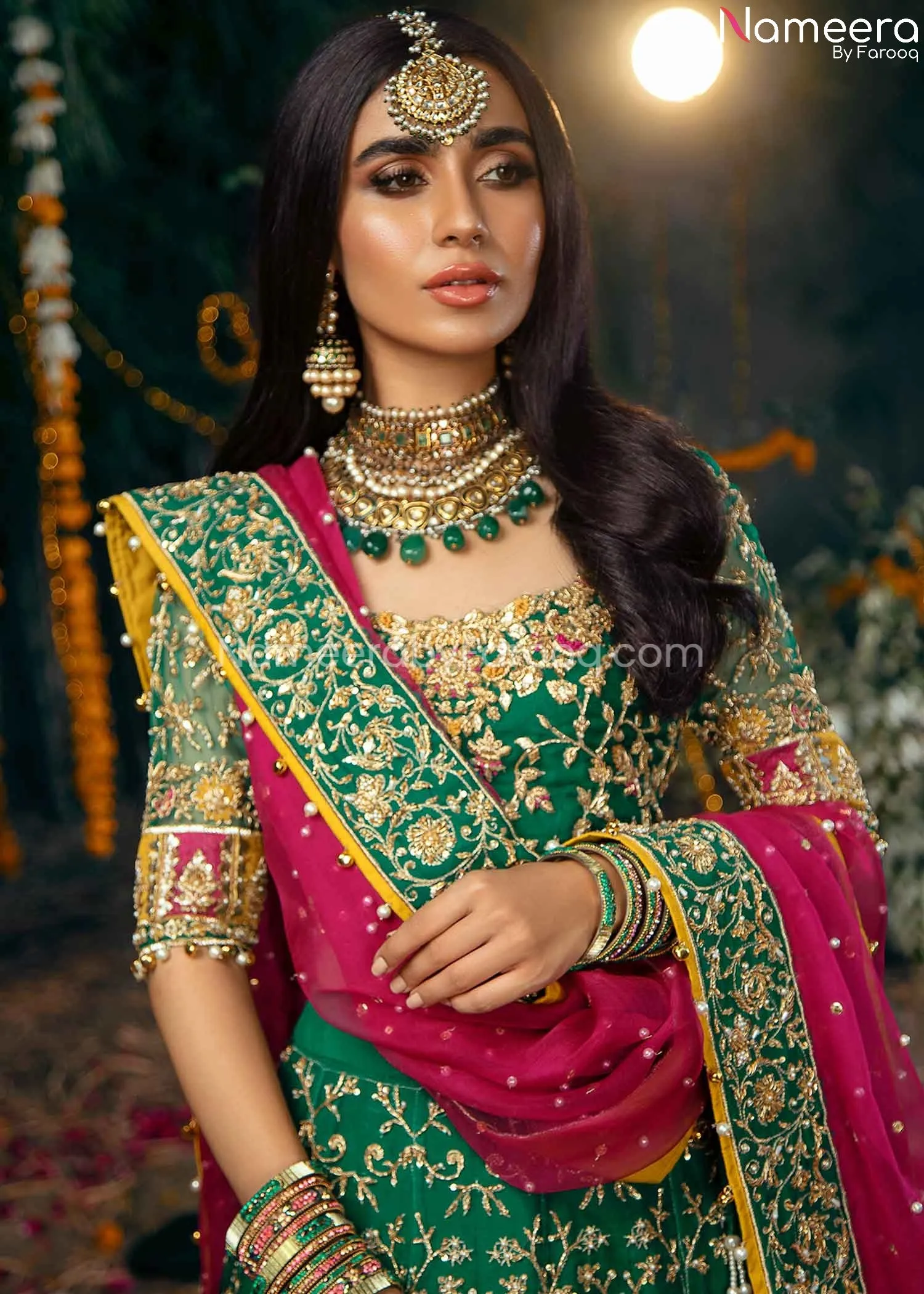 Latest Pakistani Mehndi Lehenga Choli Online 2021 #BB237