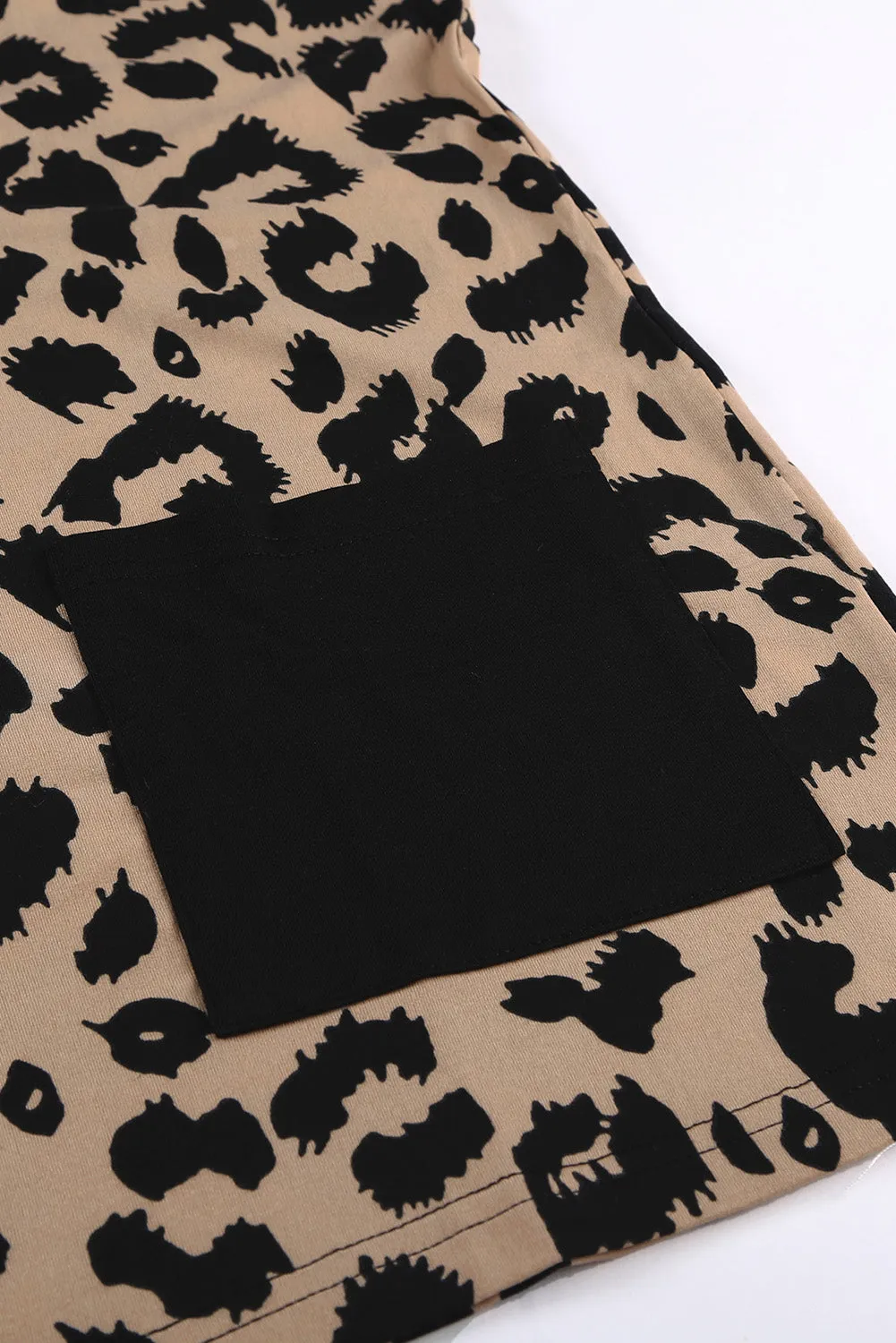 Leopard Print Pocketed T-shirt Mini Dress