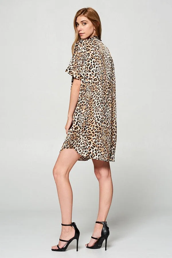 Leopard Print Shirt Dress