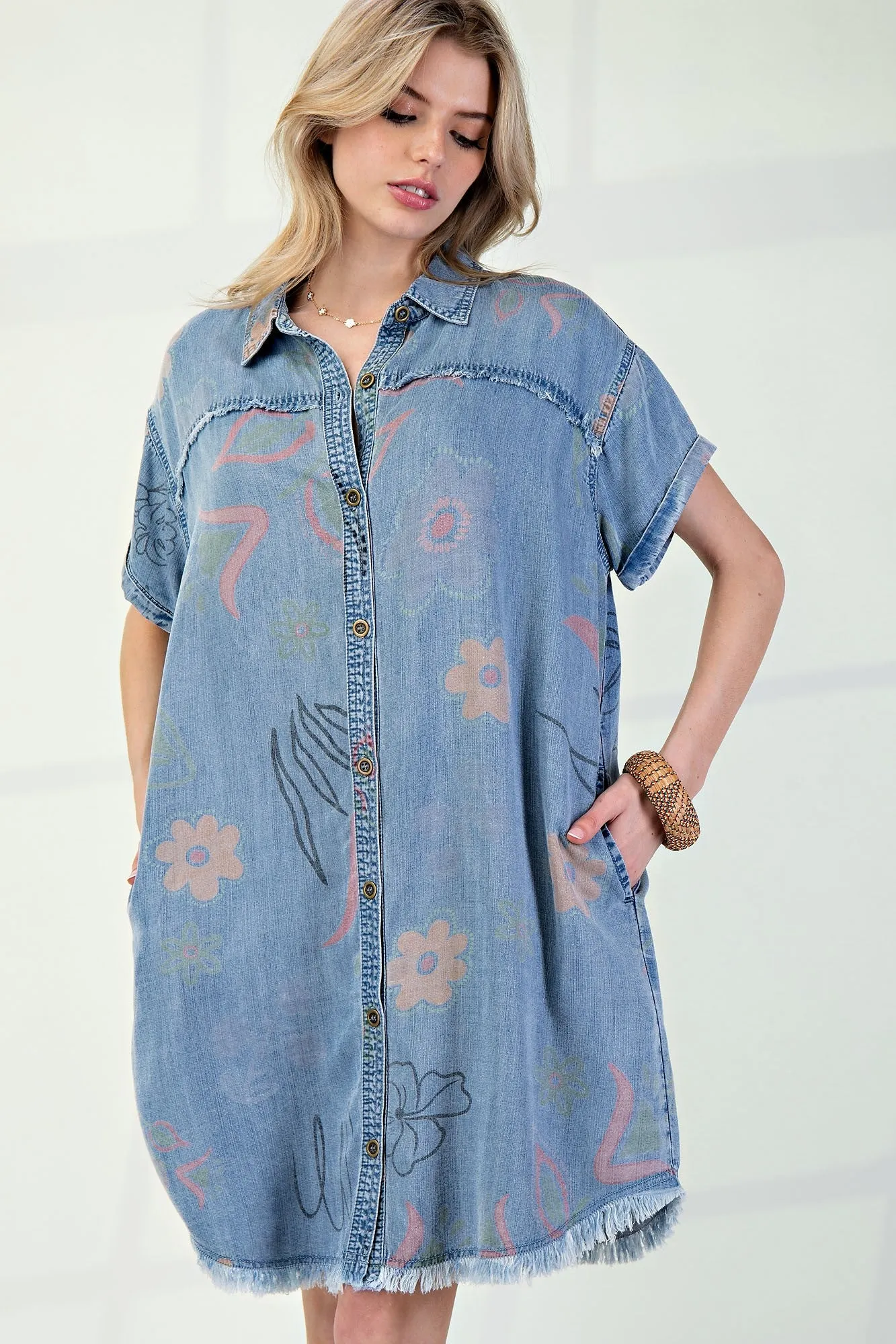 Light Denim Washed Easel Shirt Dress 3/6/25 9683