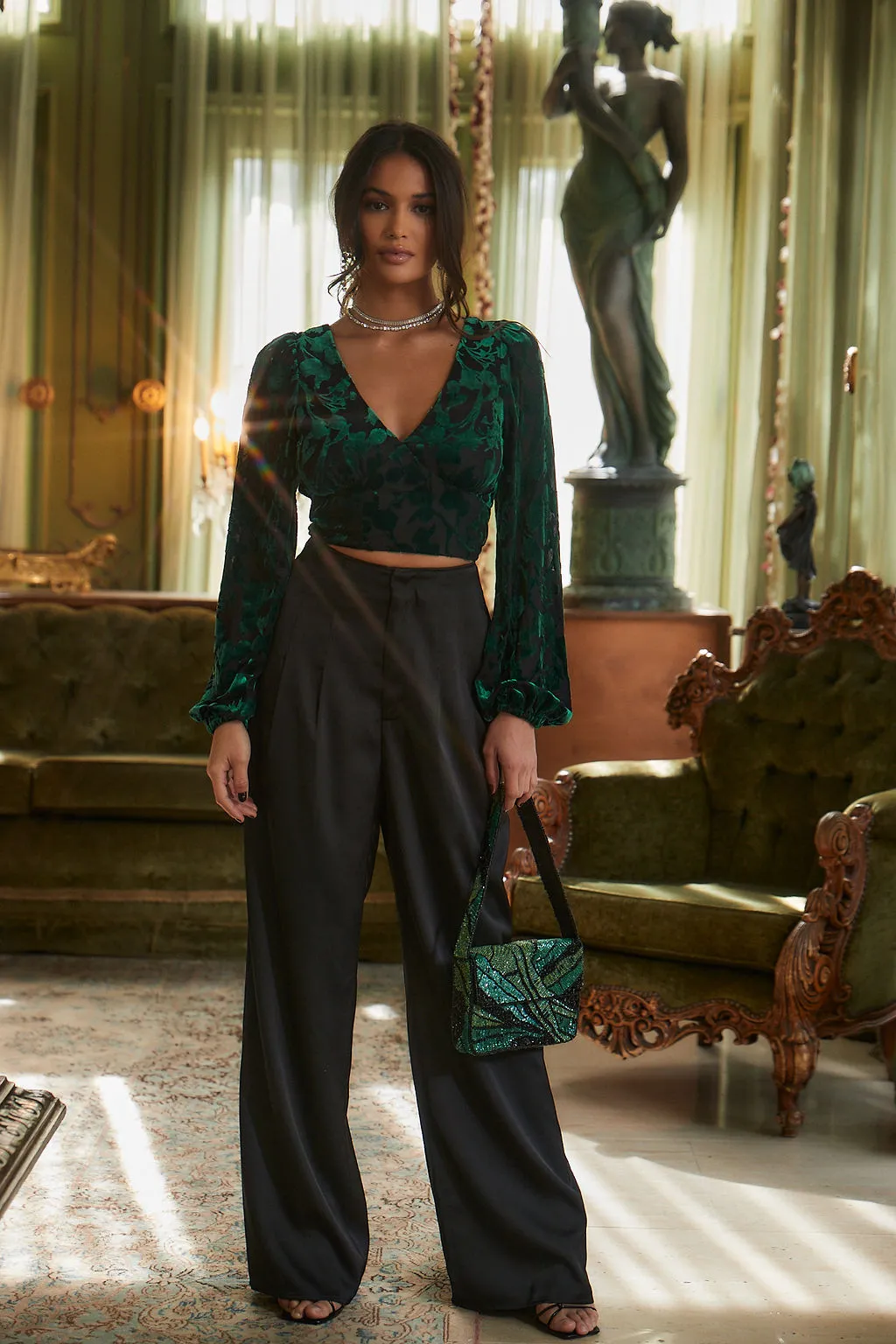 Love Affair Emerald Velvet Blouse
