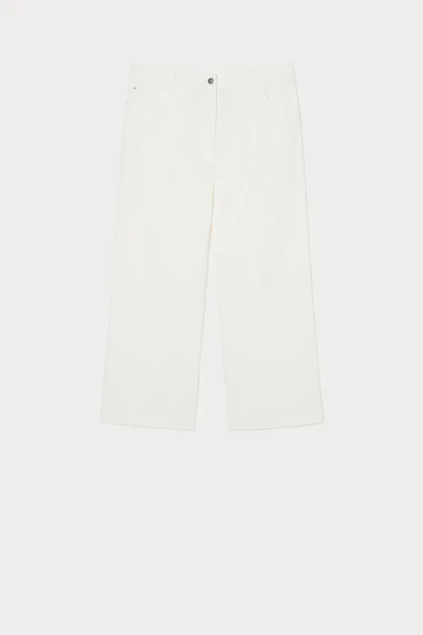LUANA IVORY COTTON CROPPED TROUSERS
