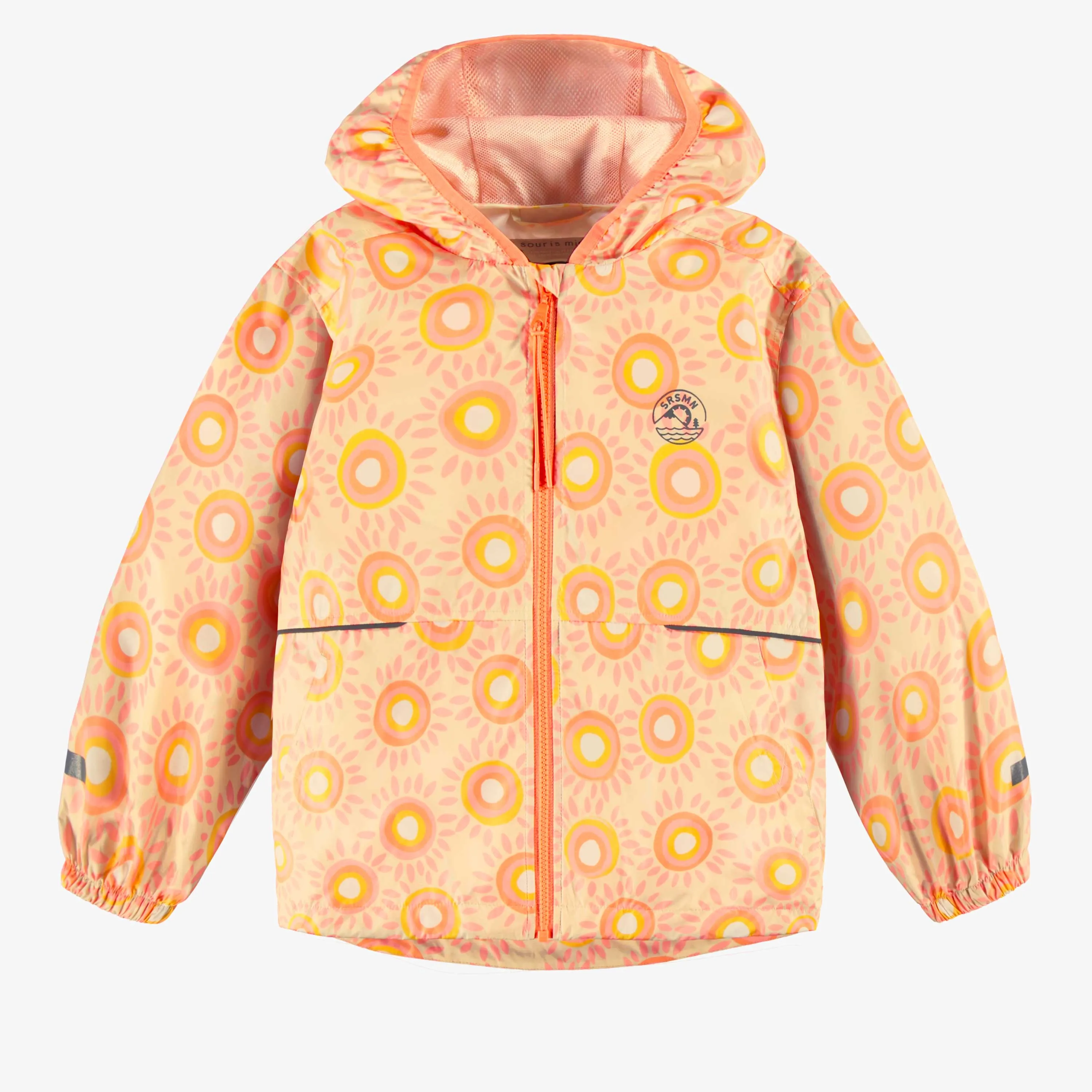 Manteau coupe-vent beige à motifs de soleils, enfant || Beige windbreaker coat with sun all over print, child