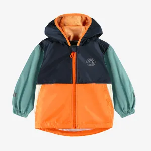 Manteau coupe-vent bleu et orange, bébé || Blue and orange windbreaker coat, baby