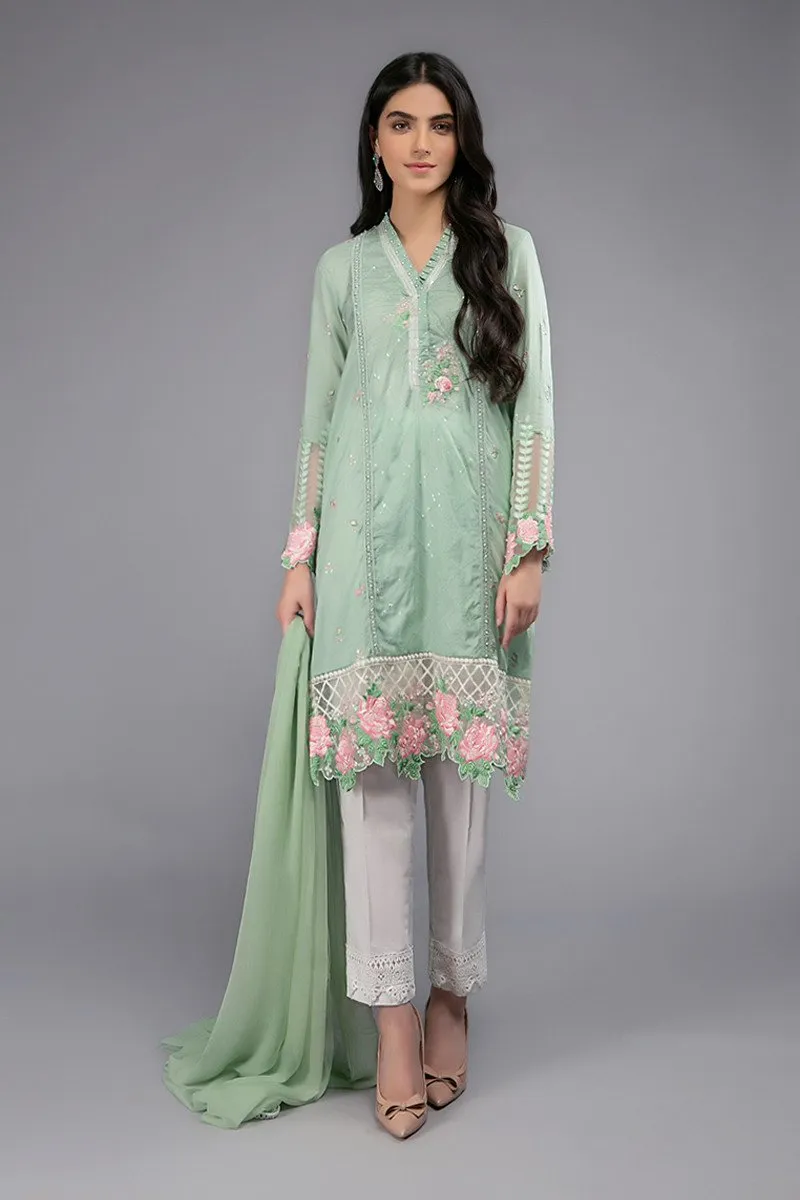 Maria B Eid Dress in Light Green Color #M9038