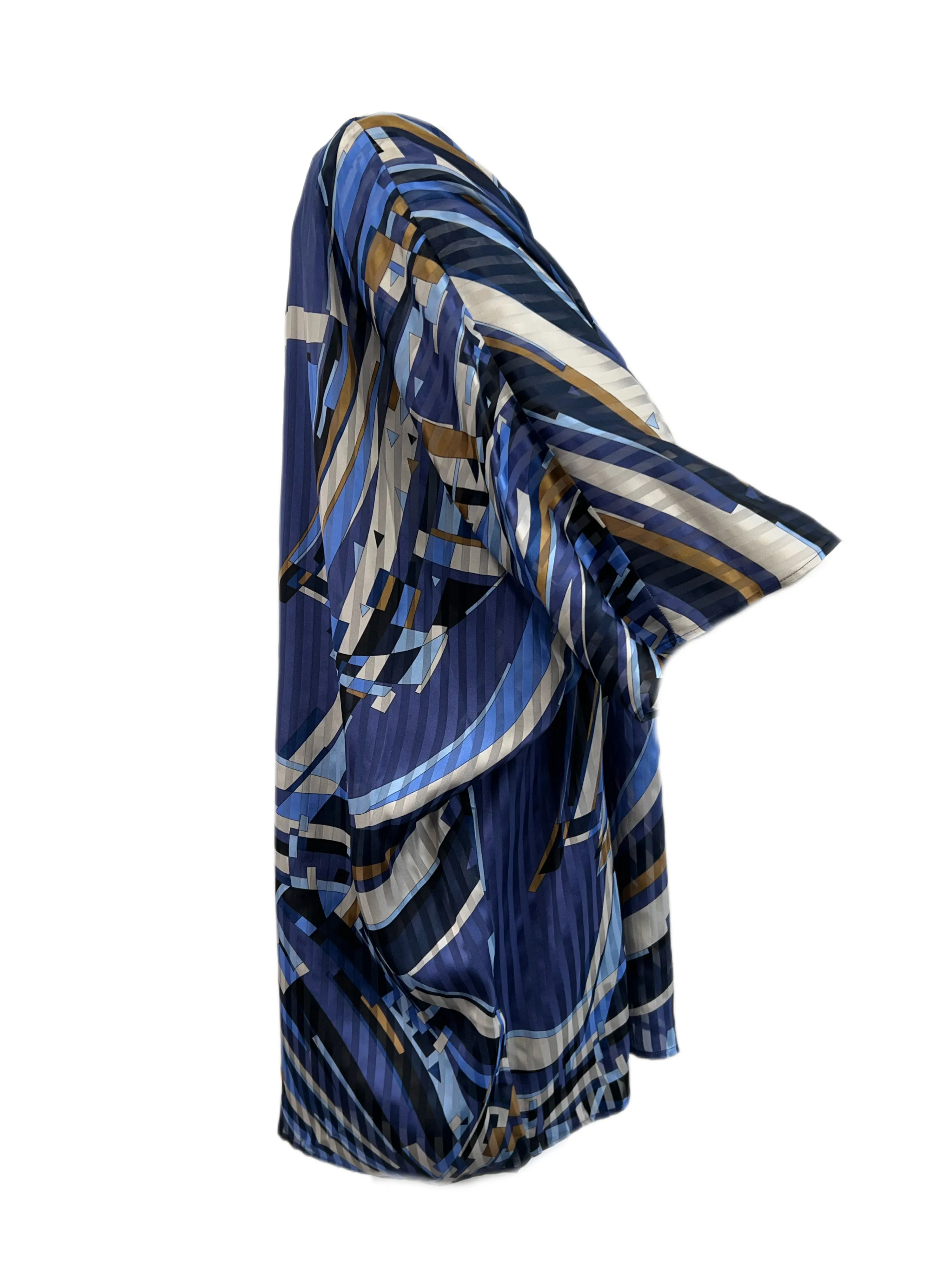 Marina Rinaldi Women's Blue Farnese Printed Silk Blouse NWT