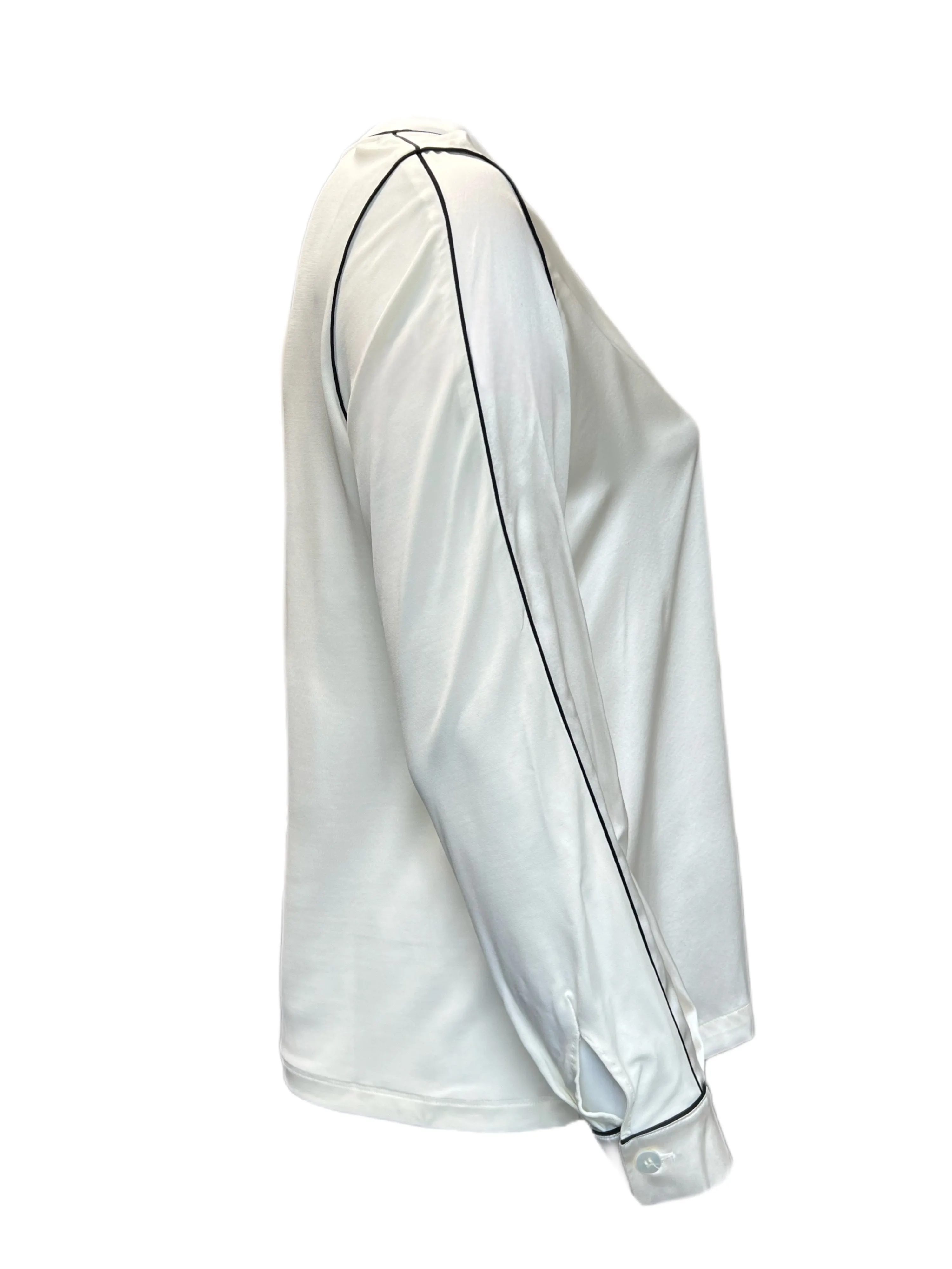 Marina Rinaldi Women's Ivory Bambu Long Sleeve Blouse NWT
