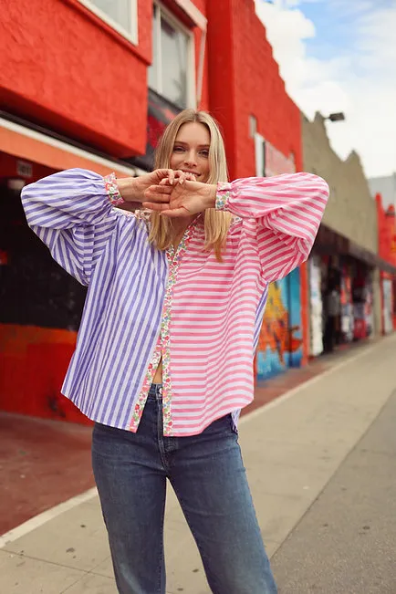 Marshmallow Shirt in Pink and Purple Stripe