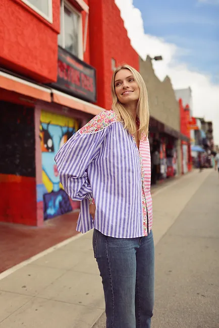Marshmallow Shirt in Pink and Purple Stripe