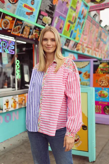 Marshmallow Shirt in Pink and Purple Stripe
